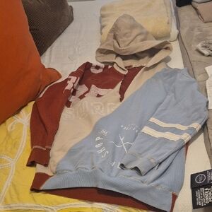 We The Free Red and Blue Crewneck Sweater